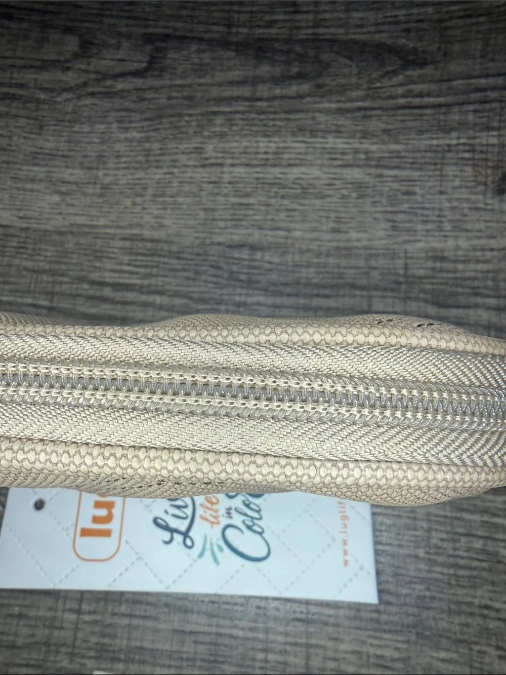 Lug Quilted Coin Pouch / Mini Zip Wallet – Sand Beige NWT Camo Lining